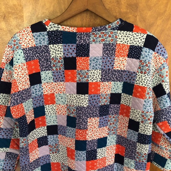 Land's End Patchwork Quilted Top Cottage Core Mixed Print Boho Nautical Coastal - Picture 8 of 15